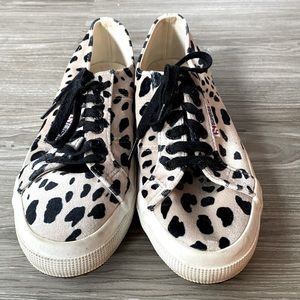Superga Velvet Animal Print Sneakers, Size 9